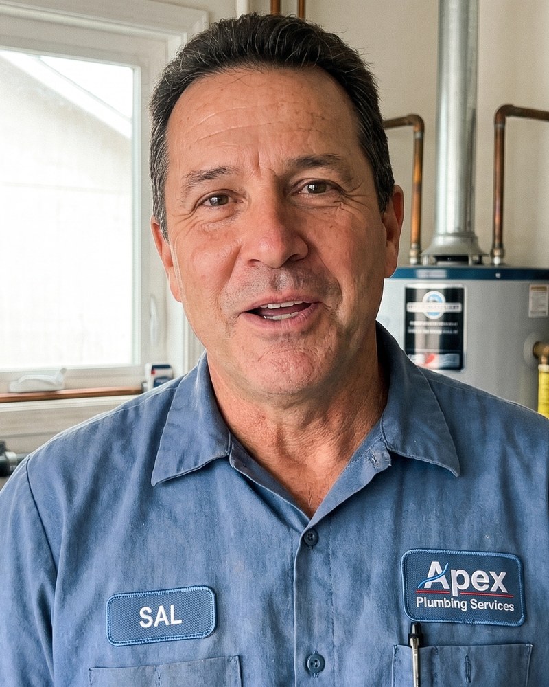 Sal Piper, residential service plumber, in his workshop